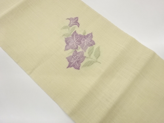 JAPANESE NAGOYA OBI FOR SUMMER / TSUMUGI / WOVEN BALLOON FLOWER